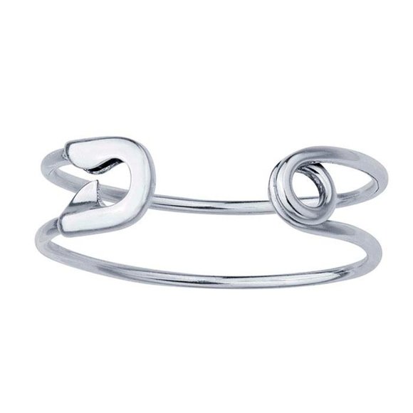 Sterling Silver Safety Pin-Style Cuff Bracelet - Picture 4 of 4